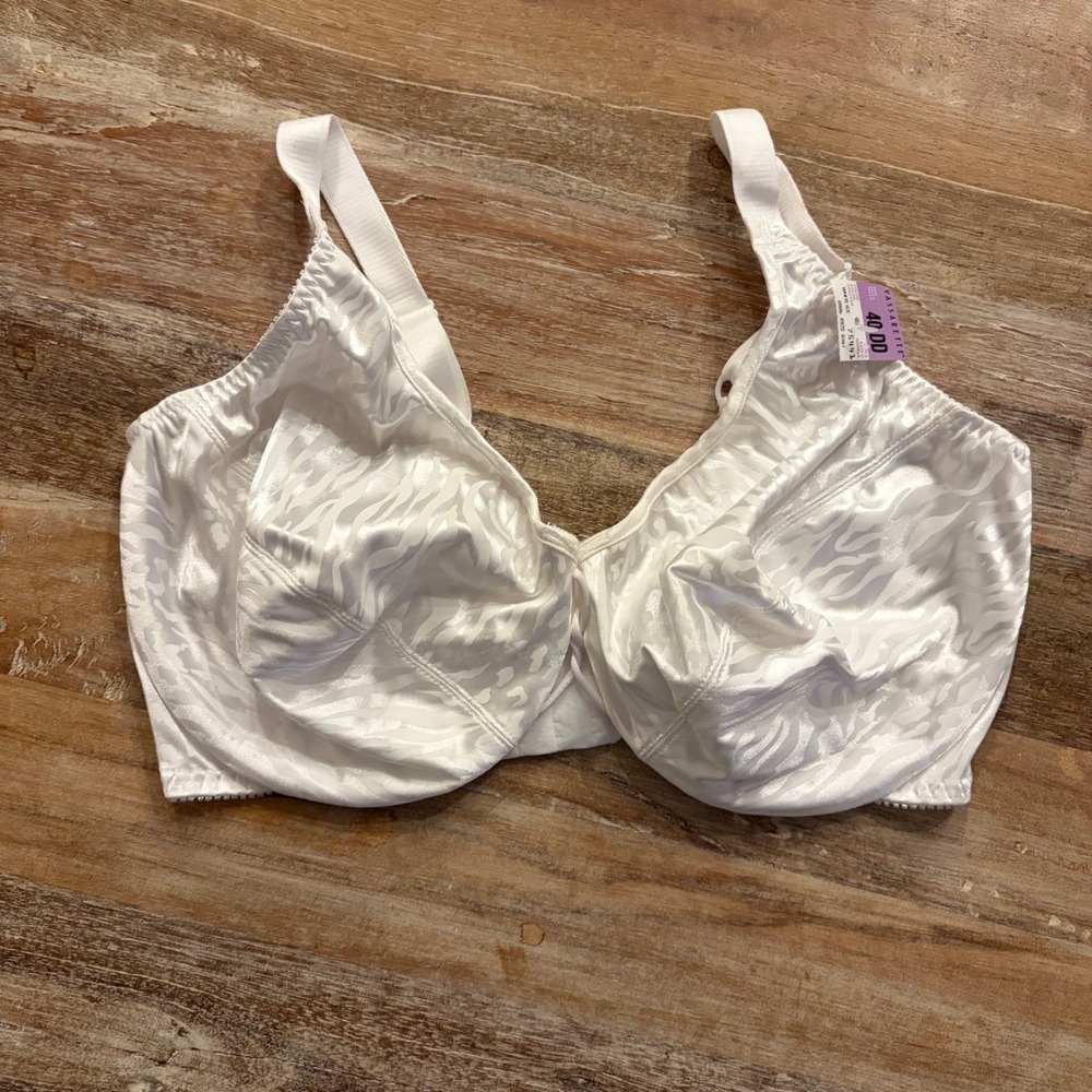 Vassarette VTG White Ice Jacquard Animal Print Underwire Bra 40DD 75-441 NWT
